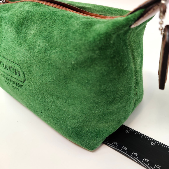 NWT Coach Green Suede Top Handle Mini Purse Small Bag Handbag Silver/Leaf F40577 - Picture 15 of 16